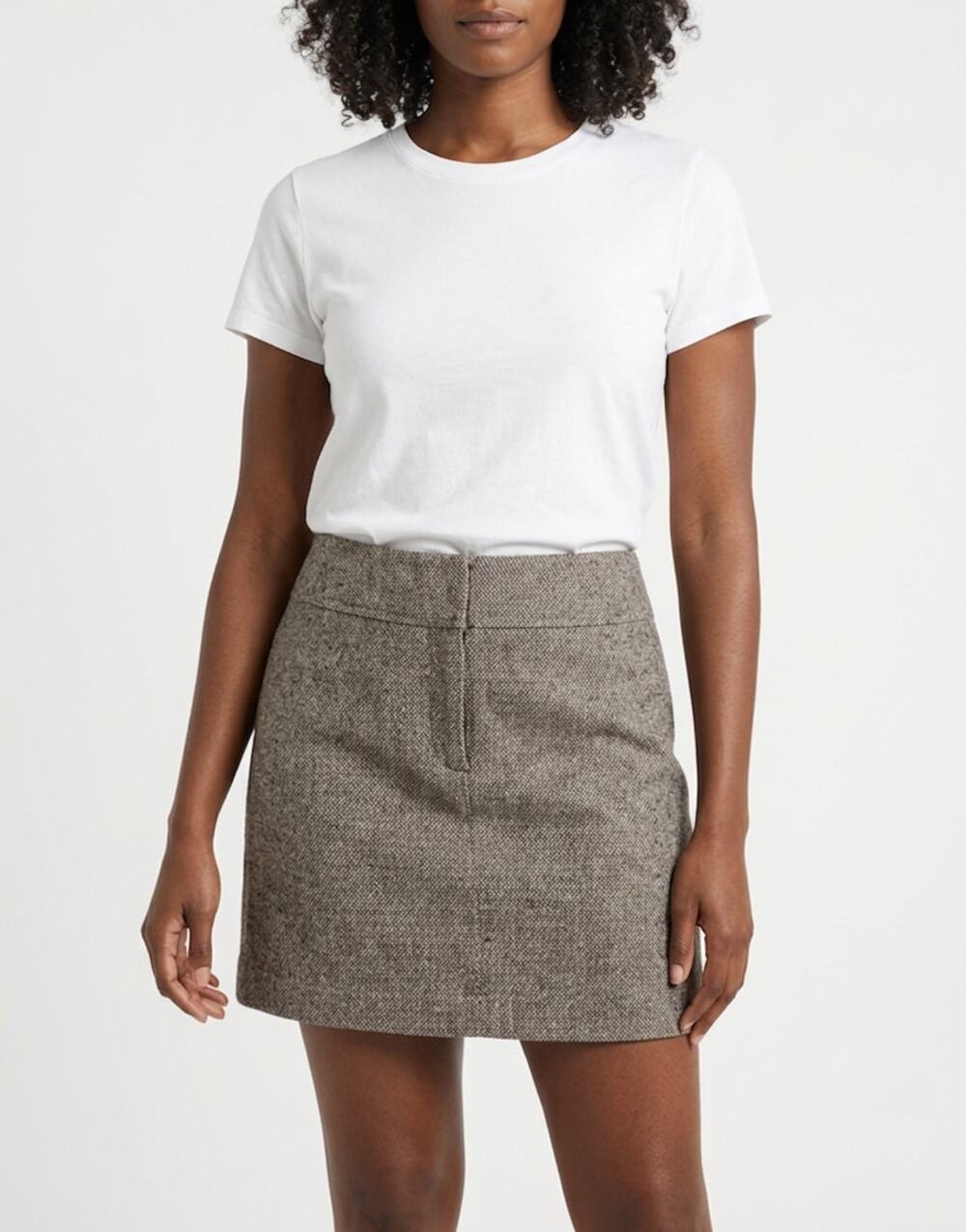 Gap Wool Silk Blend Brown Straight Mini Tweed Lined Skirt Women Size 8